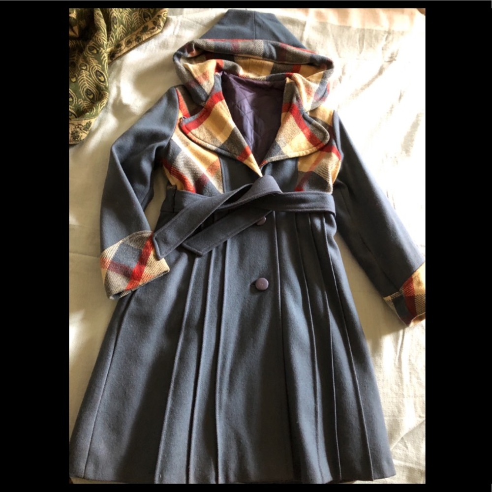 Vintage blue & plaid wool frock coat
